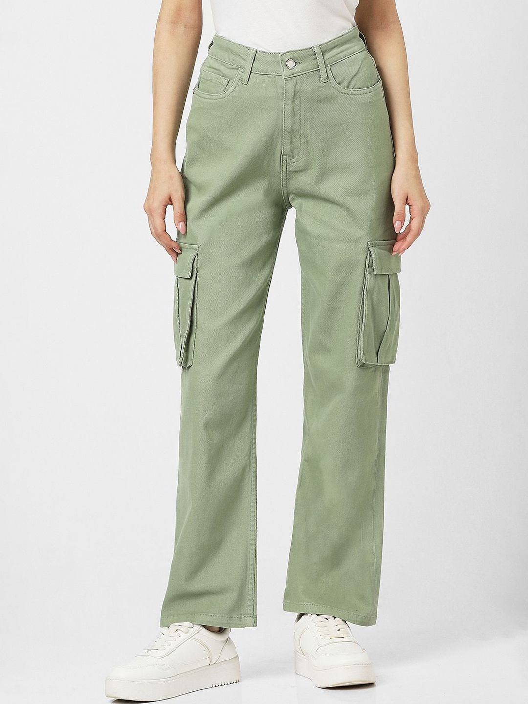 

Van Heusen Woman Women High-Rise Relaxed Fit Cargo Style Jeans, Green