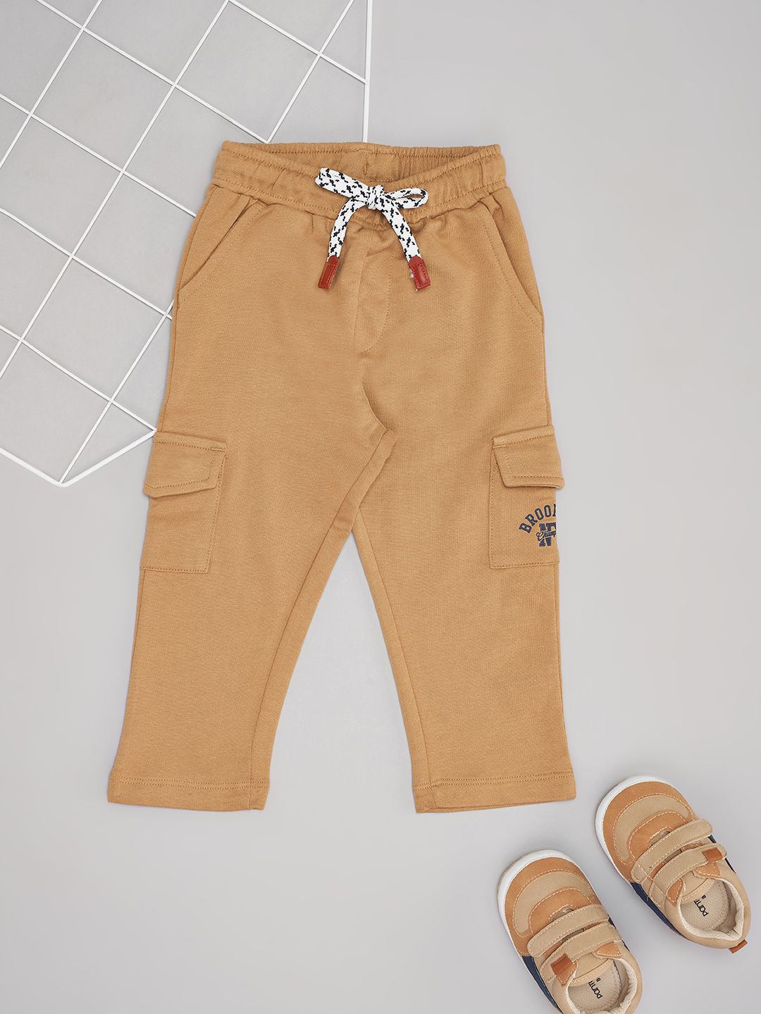 

Pantaloons Baby Boys Cotton Mid Rise Track Pants, Brown