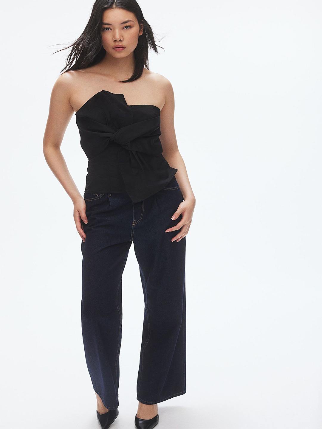 

H&M Bow-Front Bandeau Top, Black