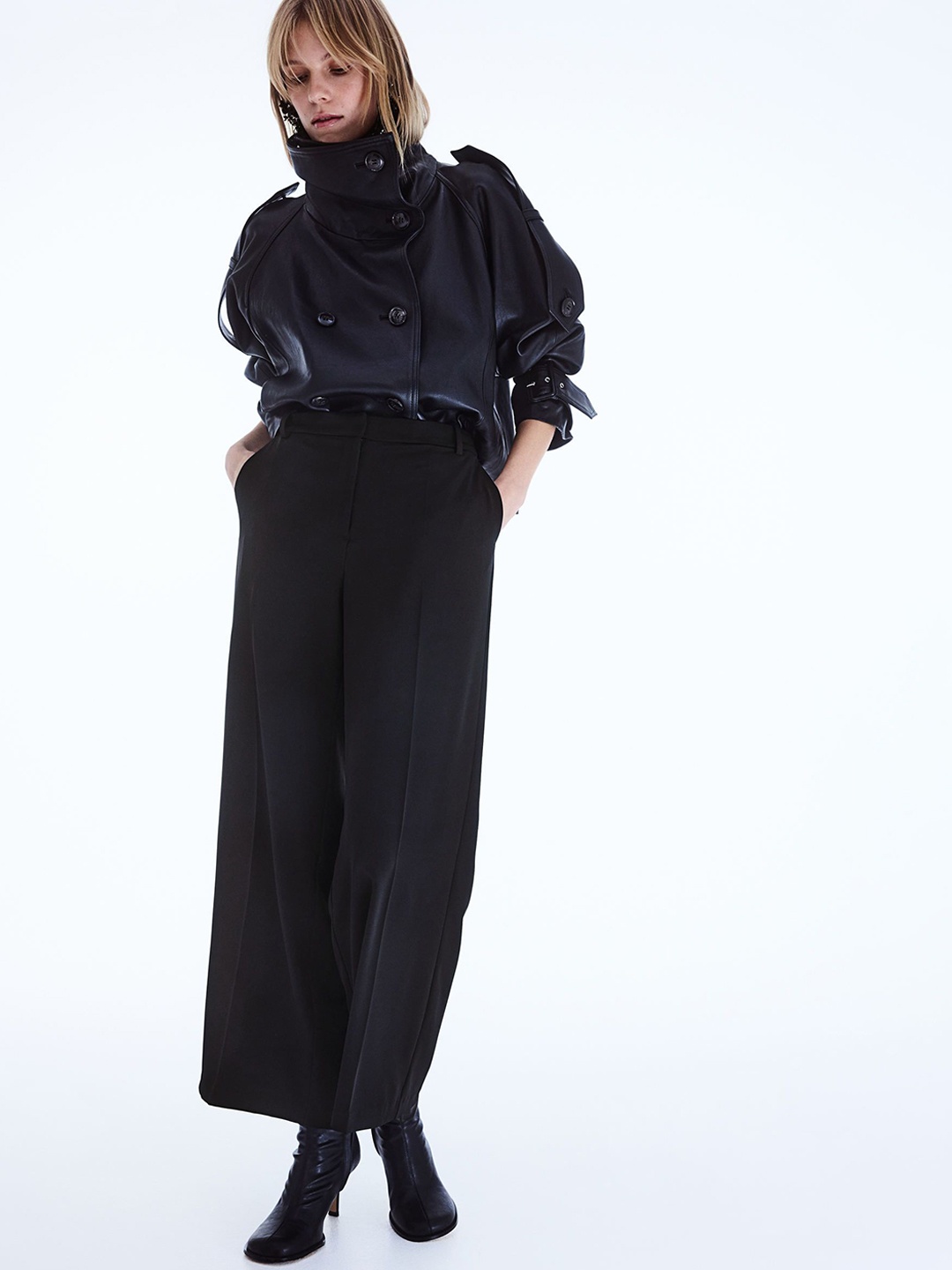 

H&M Wide Tailored Trouser, Black