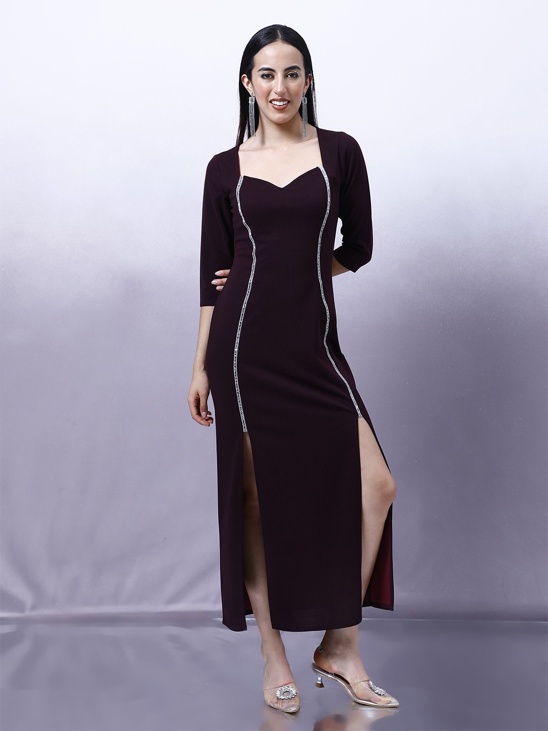 

Shally Bhasin by Athena Women Embellished Maxi Dress, Burgundy