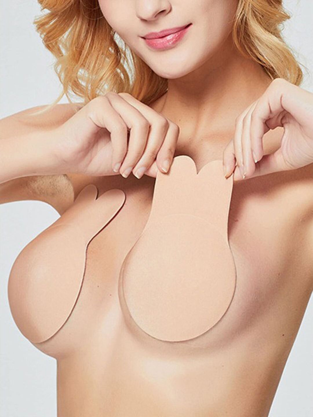 

Xivir Women Padded Reusable Pushup Breast Lift Stick-On Nipple Covers, Beige