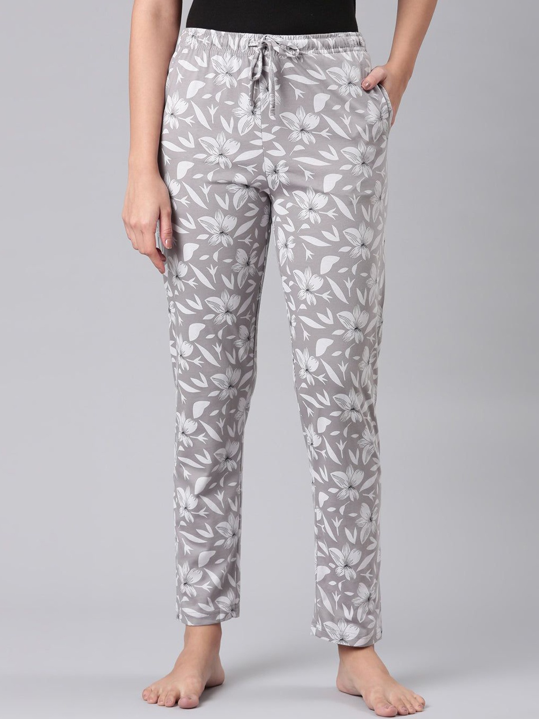

Go Colors Women Cotton Printed Lounge Pants, Grey