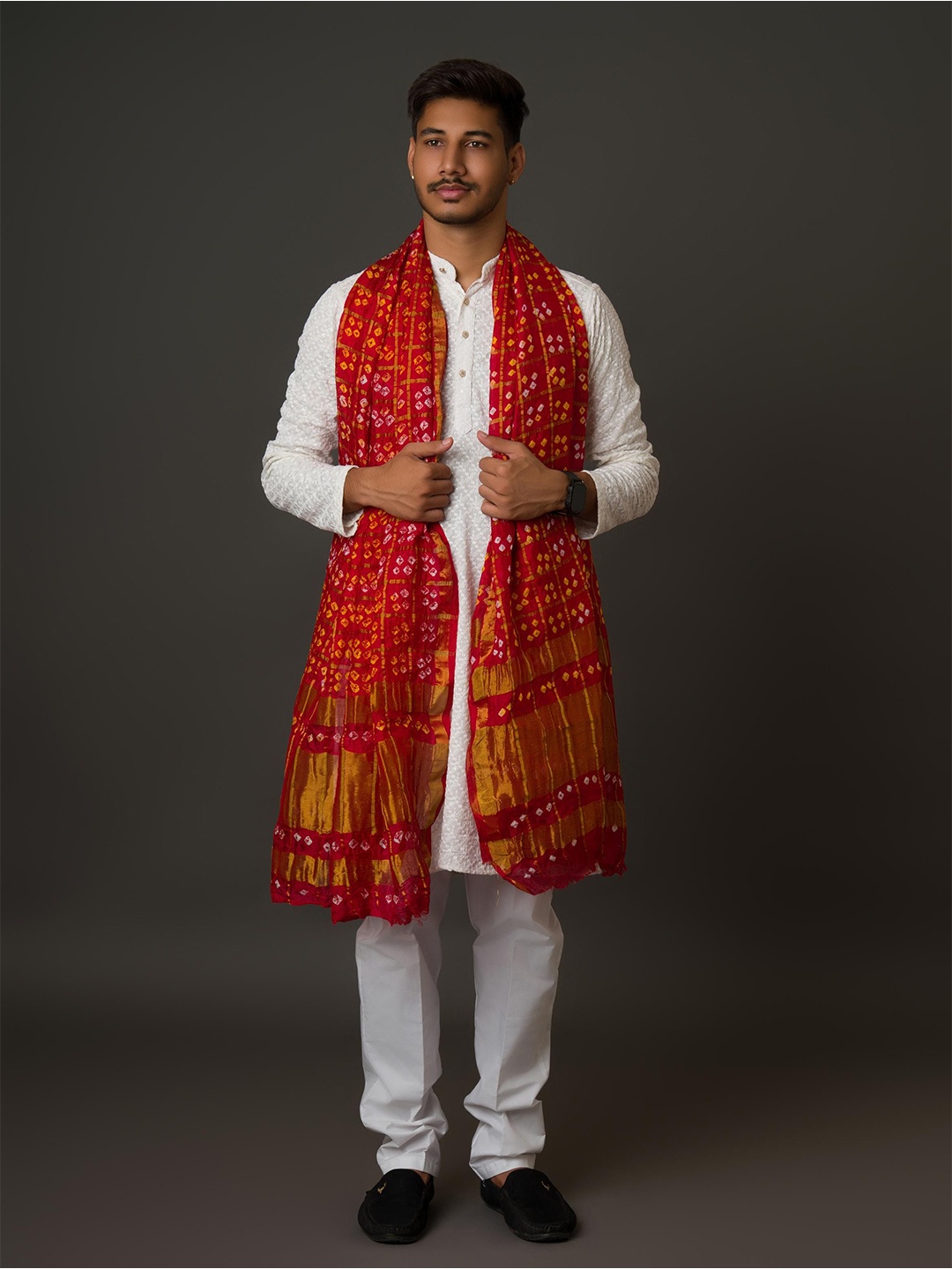 

KCPC BANDHANI Bandhani Printed Dupatta, Red