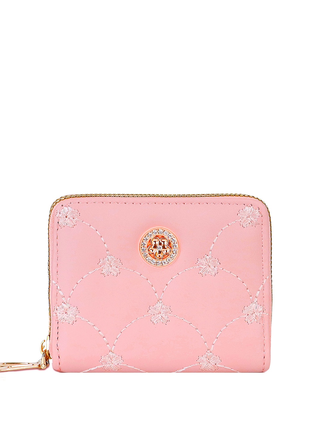 

NFI essentials Women Floral PU Zip Around Wallet, Pink