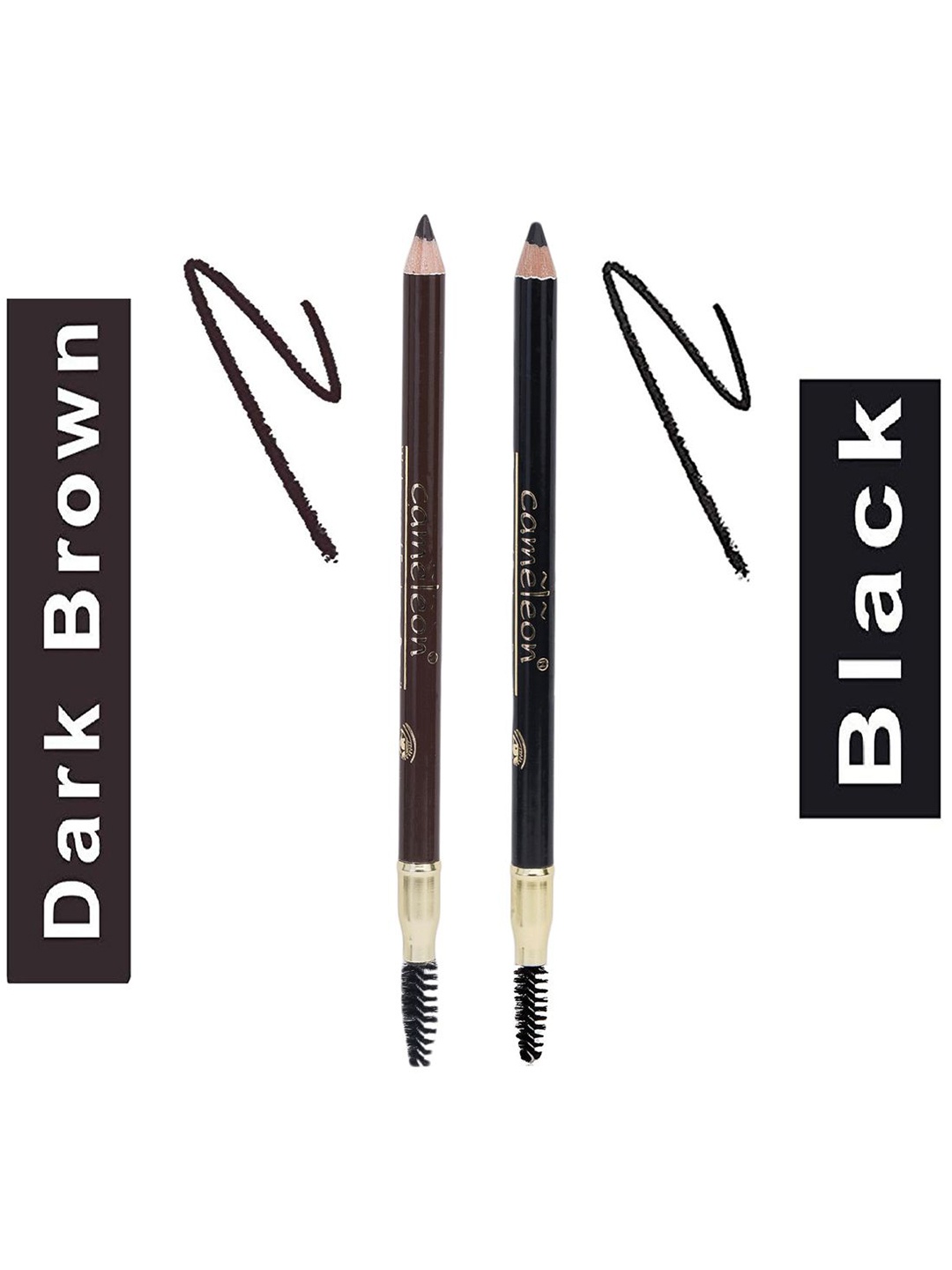 

Cameleon Set Of 2 Eyebrow Pencil With Brush - 2.5 g Each - Dark Brown & Black