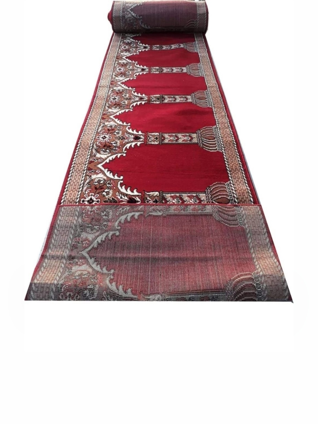 

Samjeeda Handloom carpets Red Geometric Anti-Skid Carpet