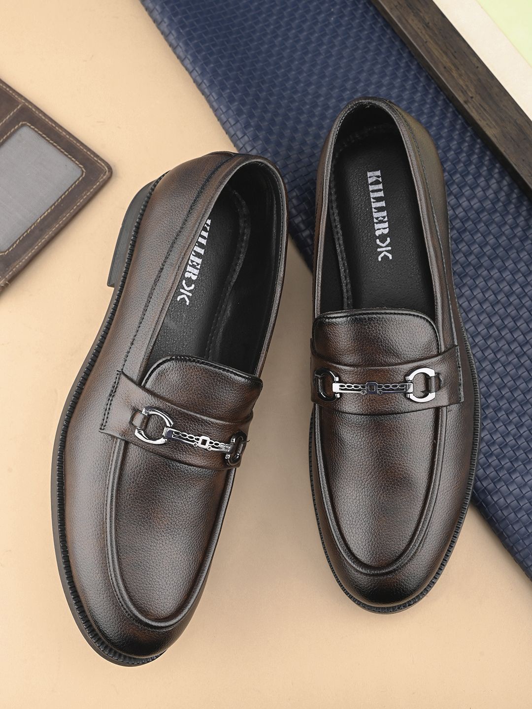 

Killer Men Textured Formal Slip On Loafers, Brown
