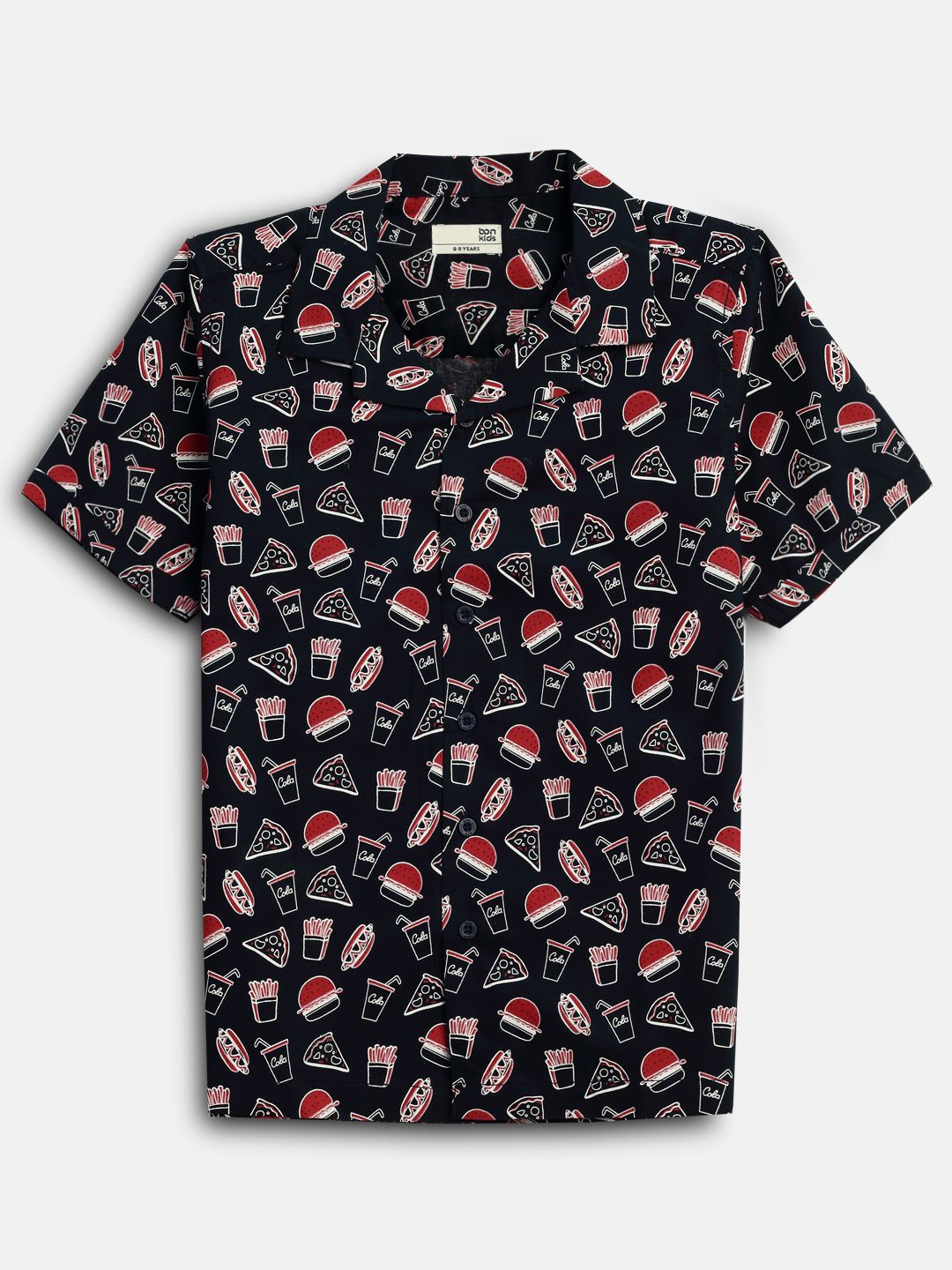 

BONKIDS Boys Floral Opaque Printed Casual Shirt, Black
