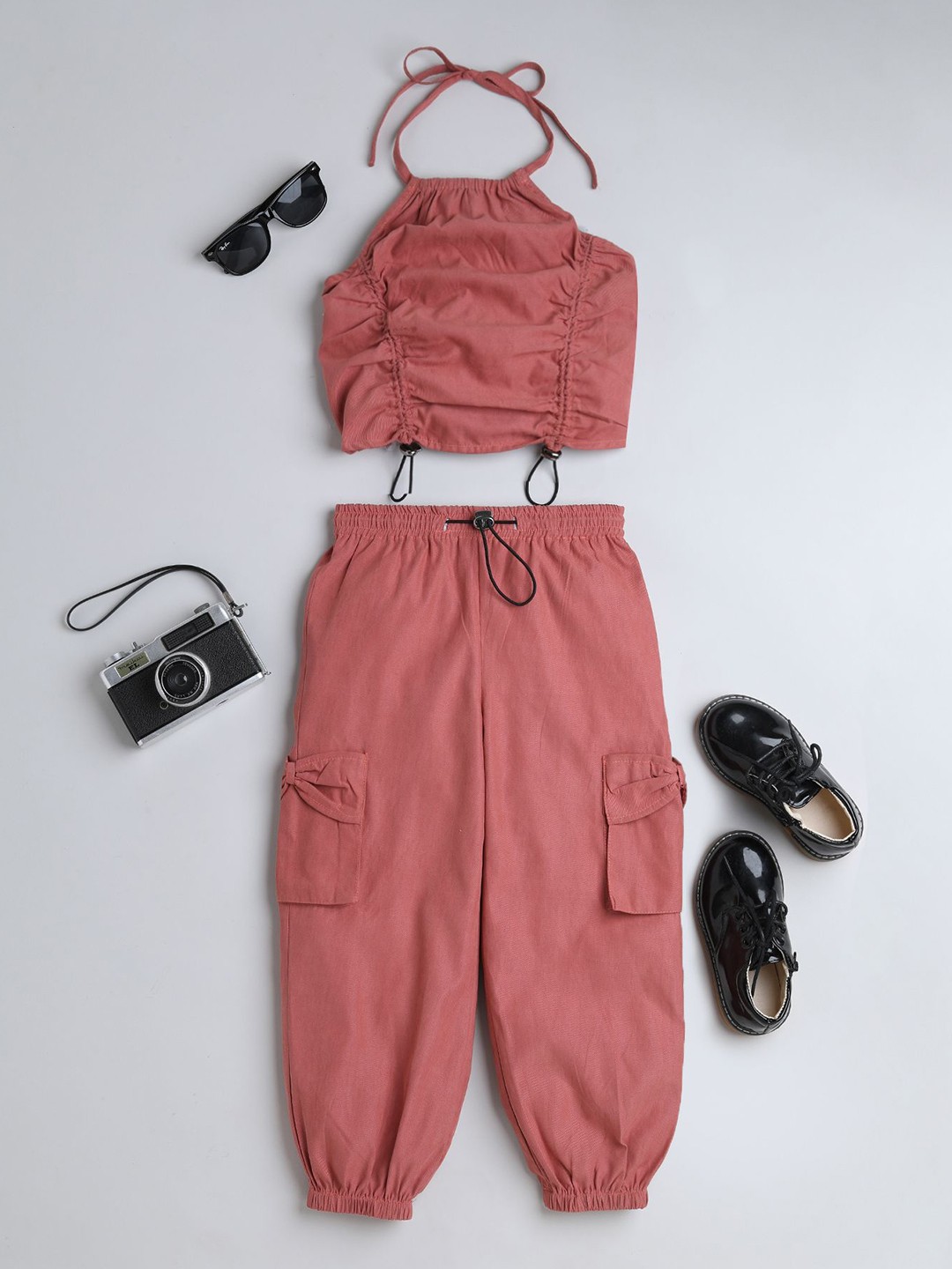 

taffykids Girls Halter Neck Top With Joggers, Rust