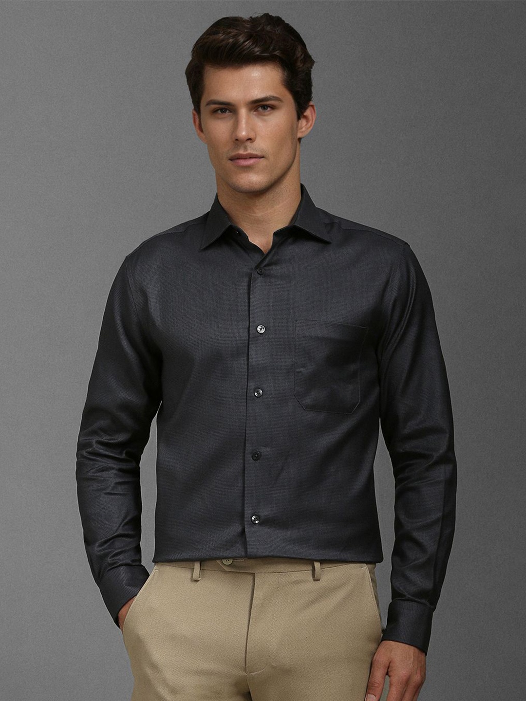 

Louis Philippe Men Classic Opaque Formal Shirt, Black