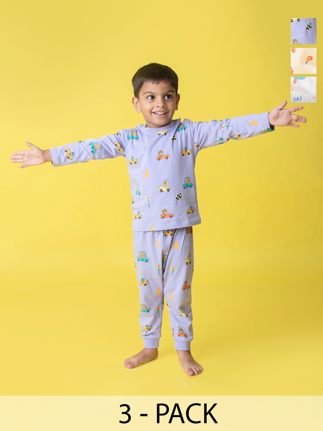 

Orange Sugar Unisex Kids Printed T-shirt with Pyjamas, Lavender