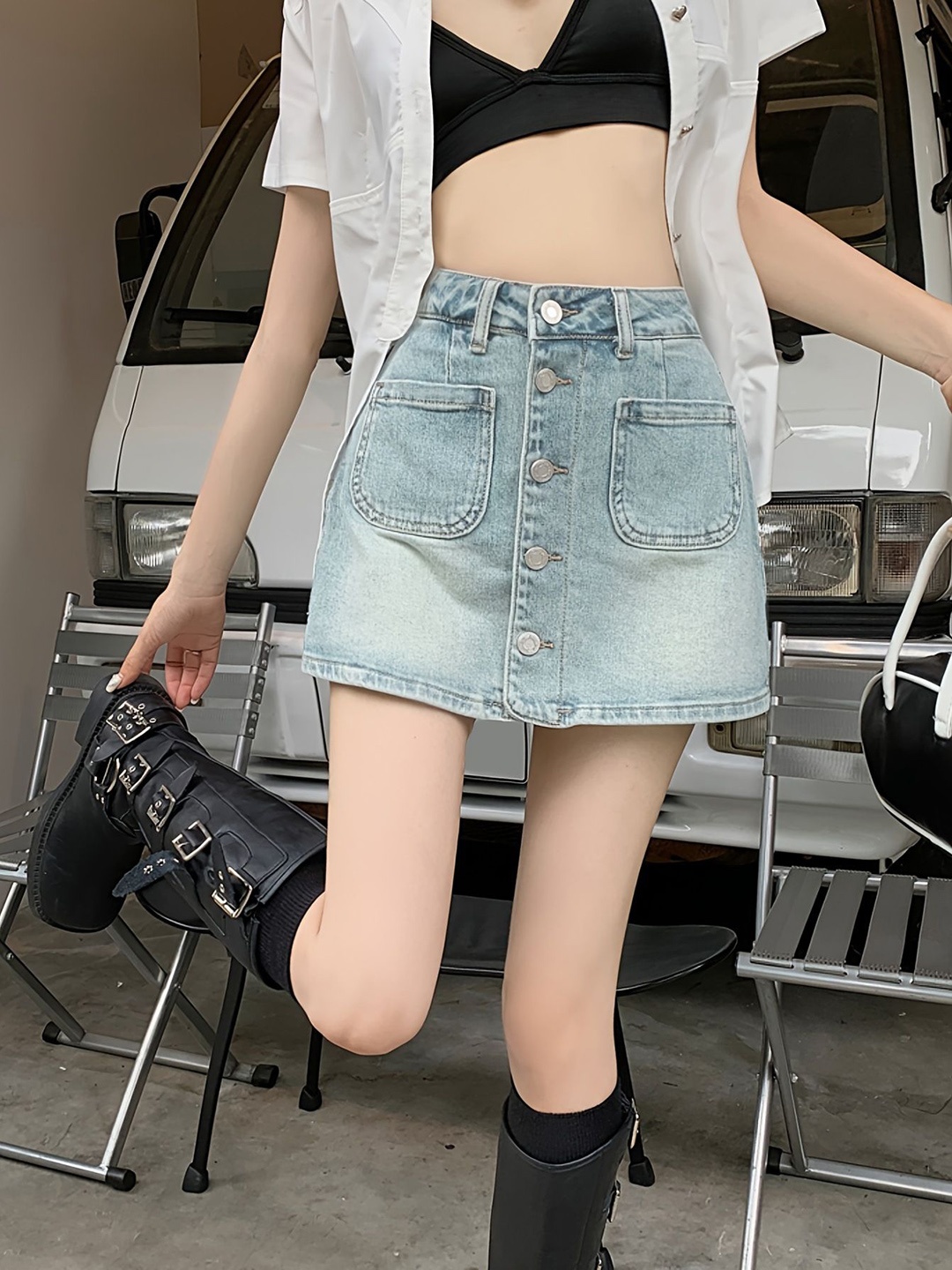 

StyleCast Women A-Line Mini Denim Skirt, Blue