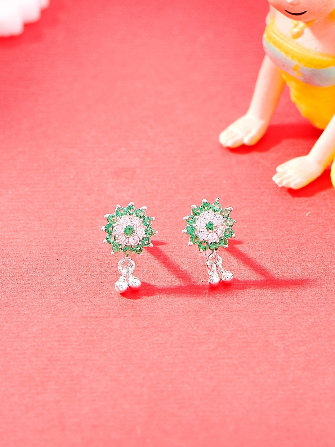 

Nipura 925 Sterling Silver-Plated Cubic Zirconia Studded Oxidised Drop Earrings