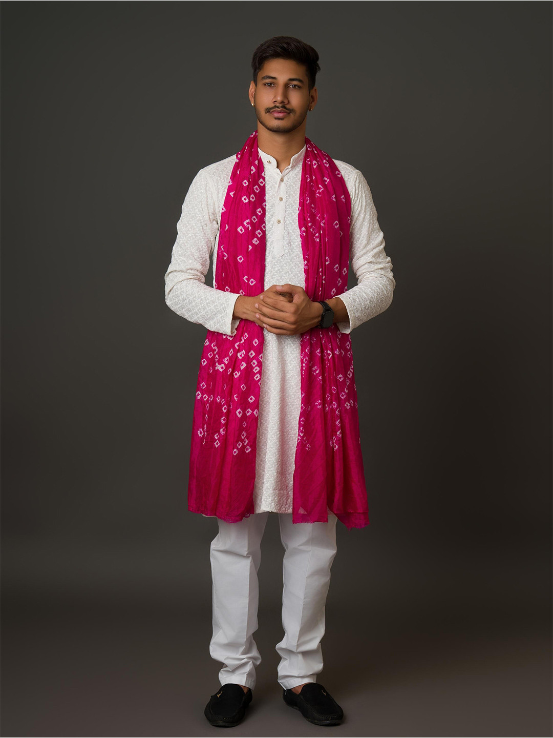 

KCPC BANDHANI Bandhani Printed Dupatta, Pink