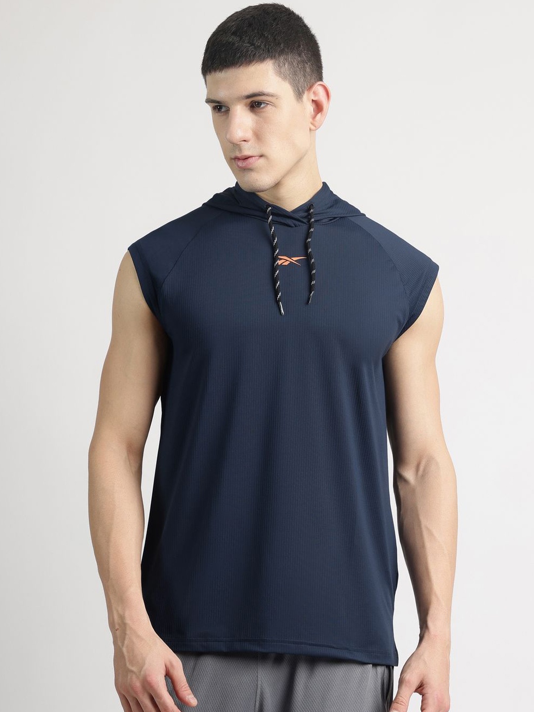 

Reebok Men Hooded Tank Top, Navy blue