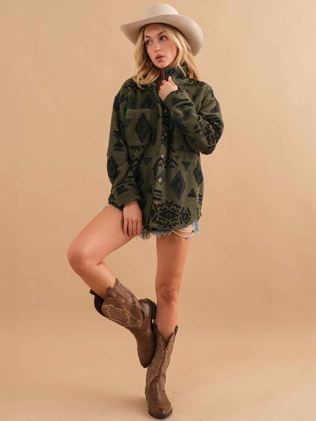 

HERE&NOW Women Open Front Jacket, Green