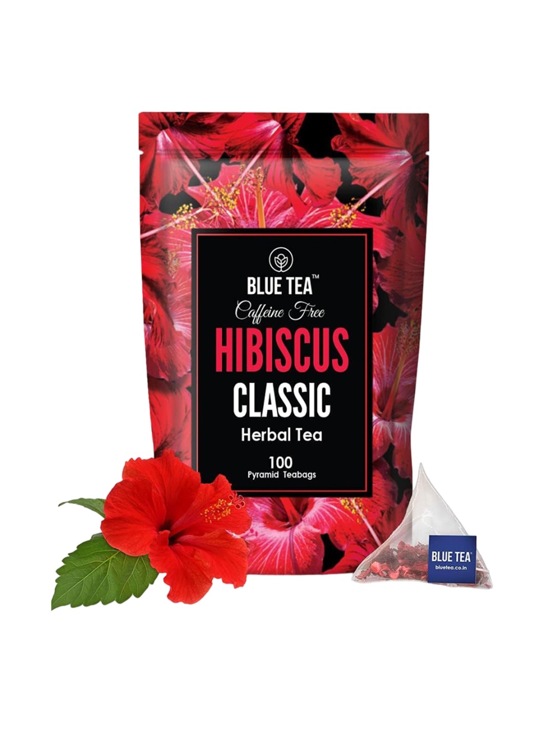

BLUE TEA Hibiscus Classic Herbal Tea- 100 Tea Bags, Red
