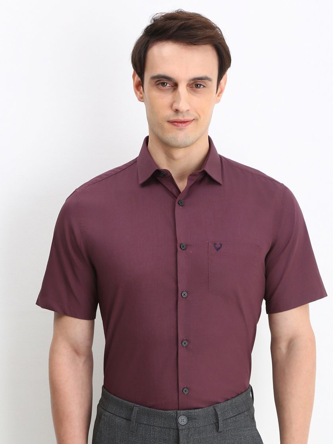 

Allen Solly Men Slim Fit Opaque Formal Shirt, Maroon