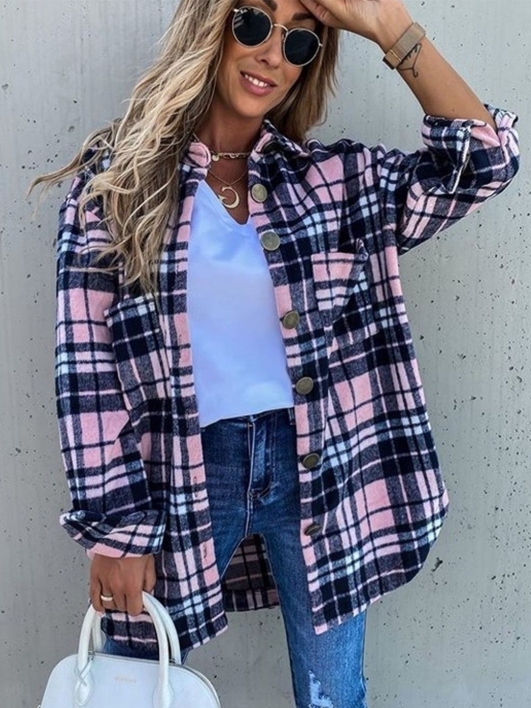 

HERE&NOW Women Original Tartan Checks Opaque Checked Casual Shirt, Pink