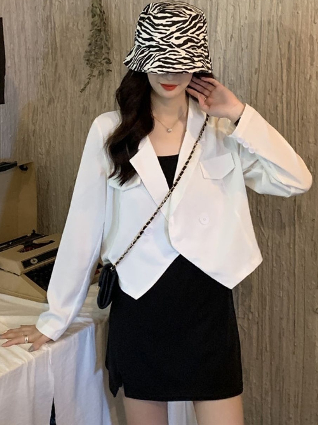

HERE&NOW Women Open Front Jacket, White