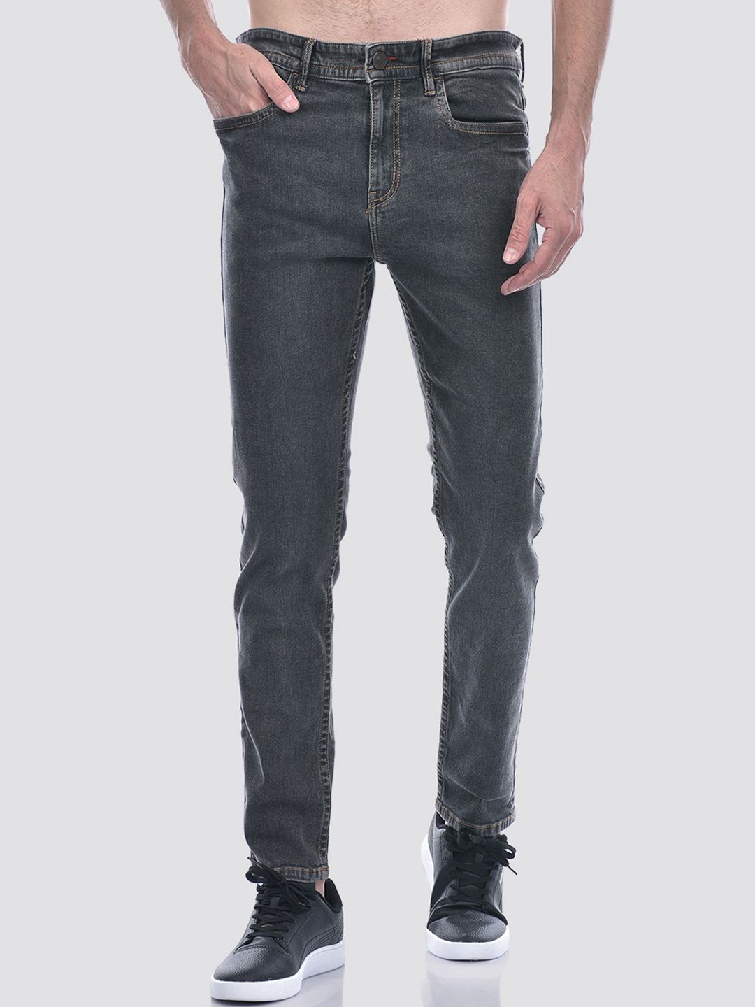 

INKD Men Mid-Rise Slim Fit Light Fade Stretchable Jeans, Grey