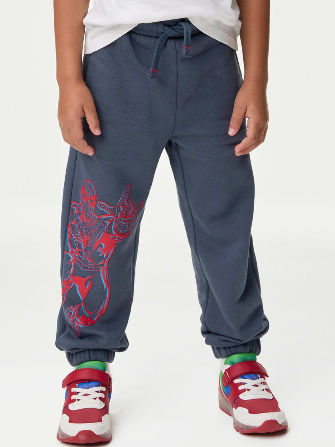 

Marks & Spencer Boys Superhero Printed Joggers Track Pants, Grey