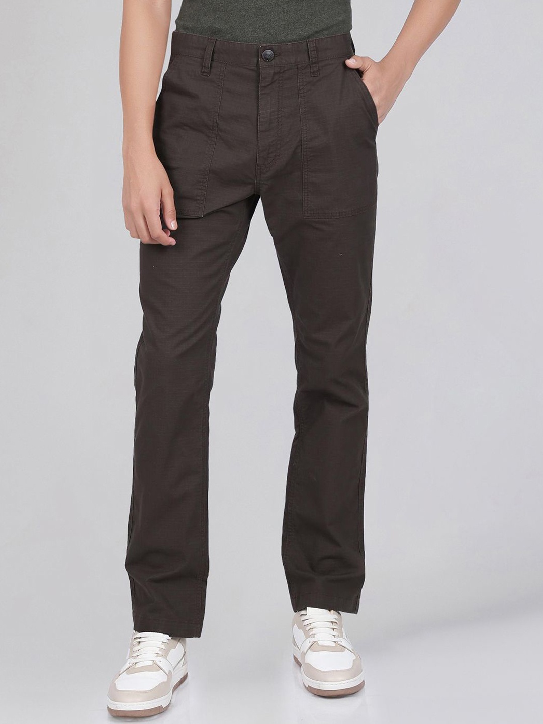 

Wrangler Men Cotton Regular Fit Trouser, Brown