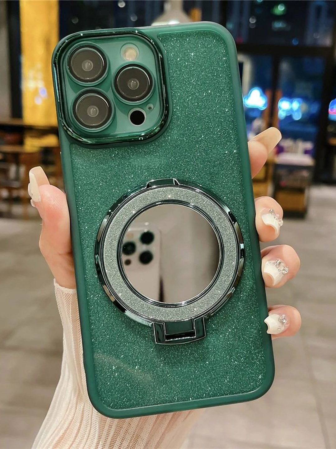 

Luxury Kase Solid Printed iPhone 13 Pro Max Back Case Mobile Accessories, Green