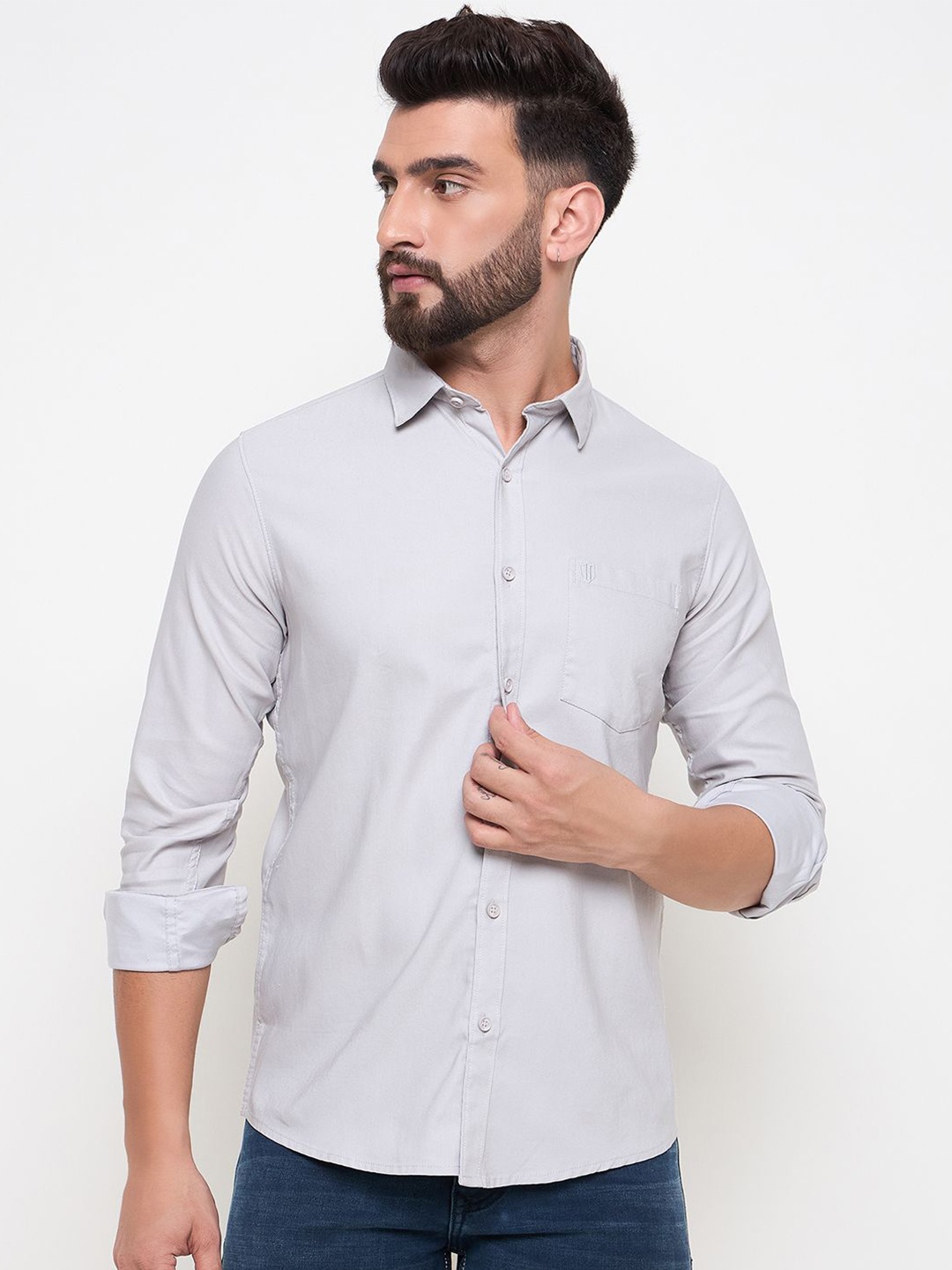 

Duke Men Slim Fit Opaque Casual Shirt, Grey