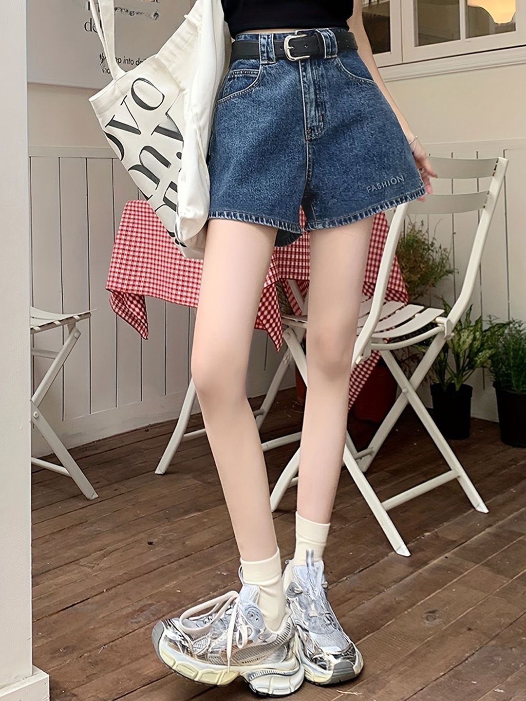 

StyleCast Women Cotton Slim Fit High-Rise Hot Pants Shorts, Blue