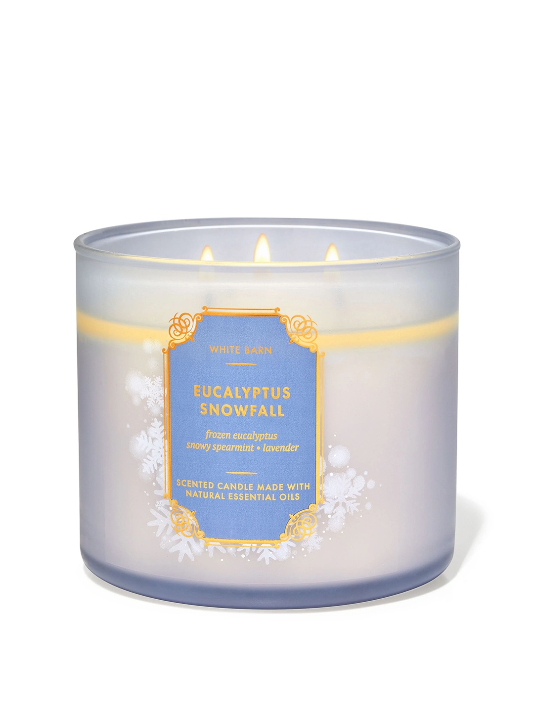 

Bath & Body Works Eucalyptus Snowfall Scented 3-Wick Candle - 411g, Blue