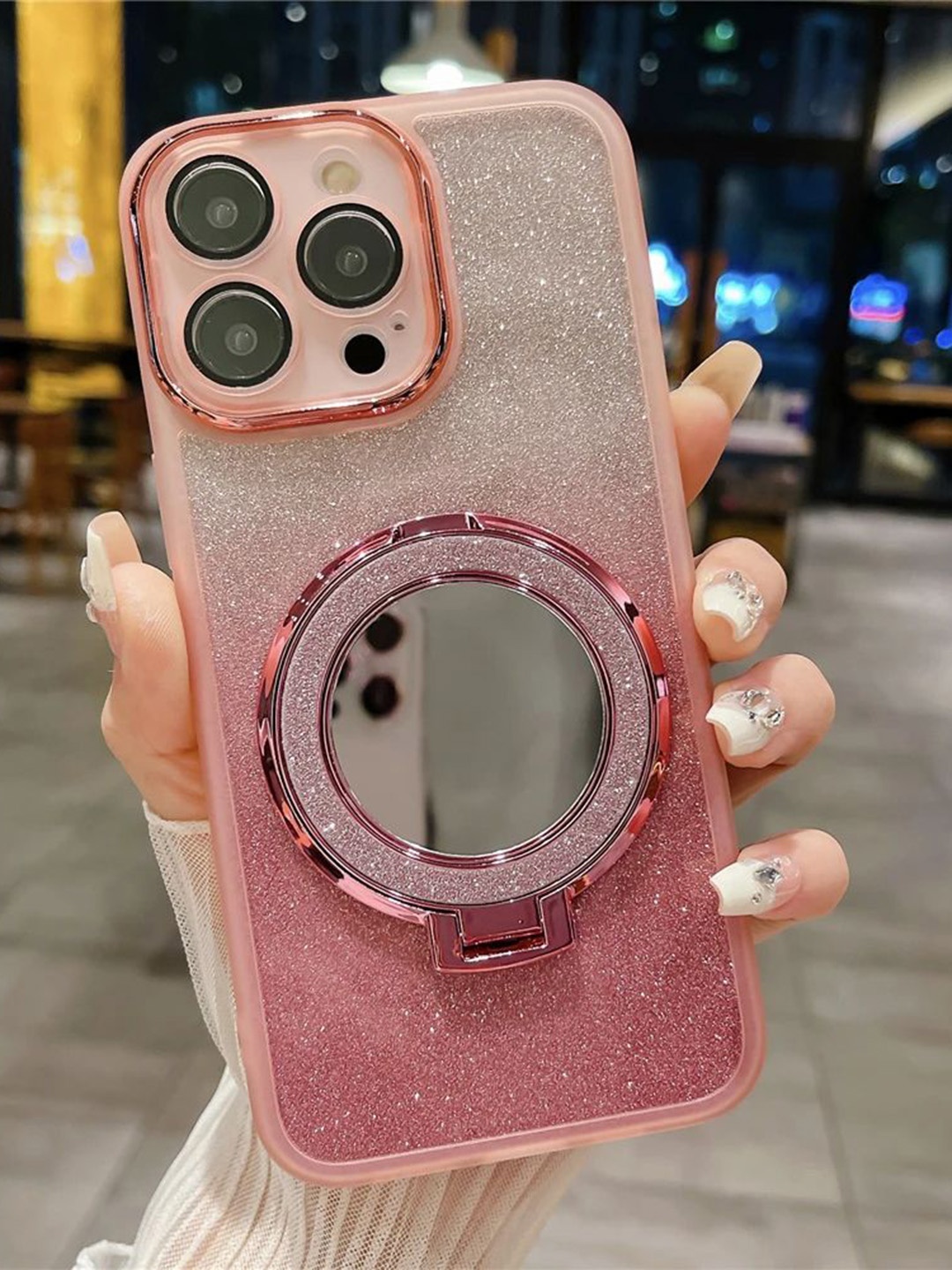 

Luxury Kase Solid Printed iPhone 15 Pro Back Case Mobile Accessories, Rose gold