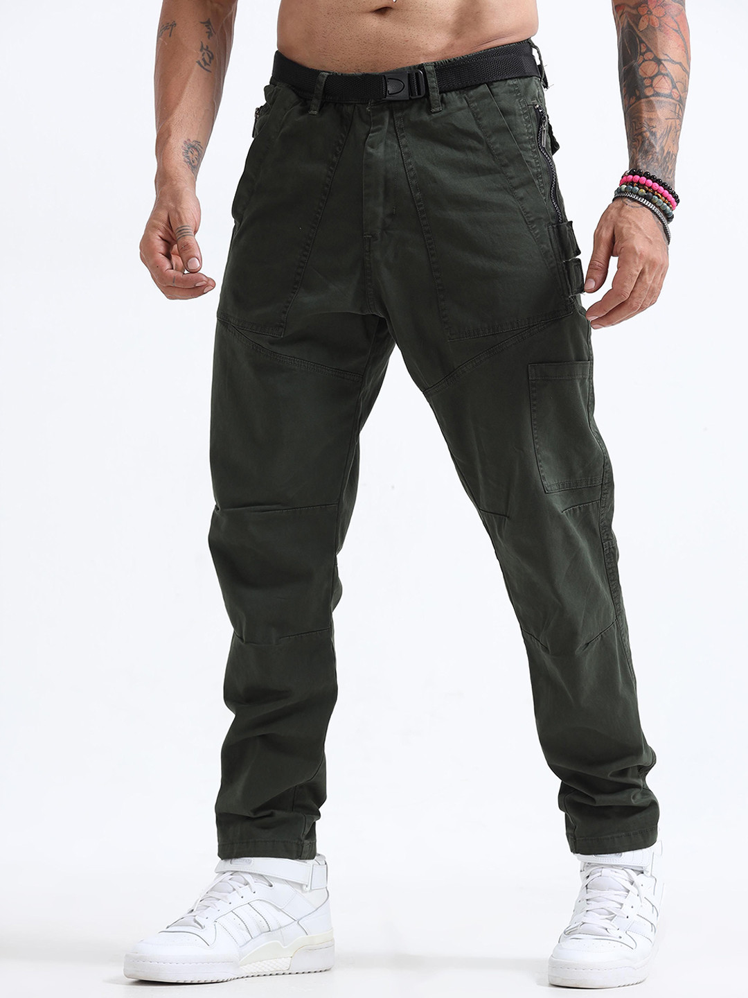 

Italian Colony Men Cotton Utility Joggers, Olive