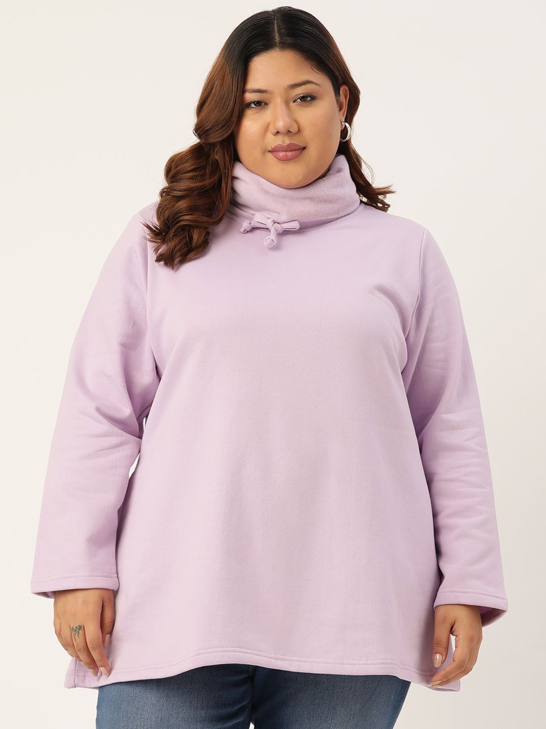 

theRebelinme Women Plus Size Turtle Neck Winter Sweatshirt, Lavender