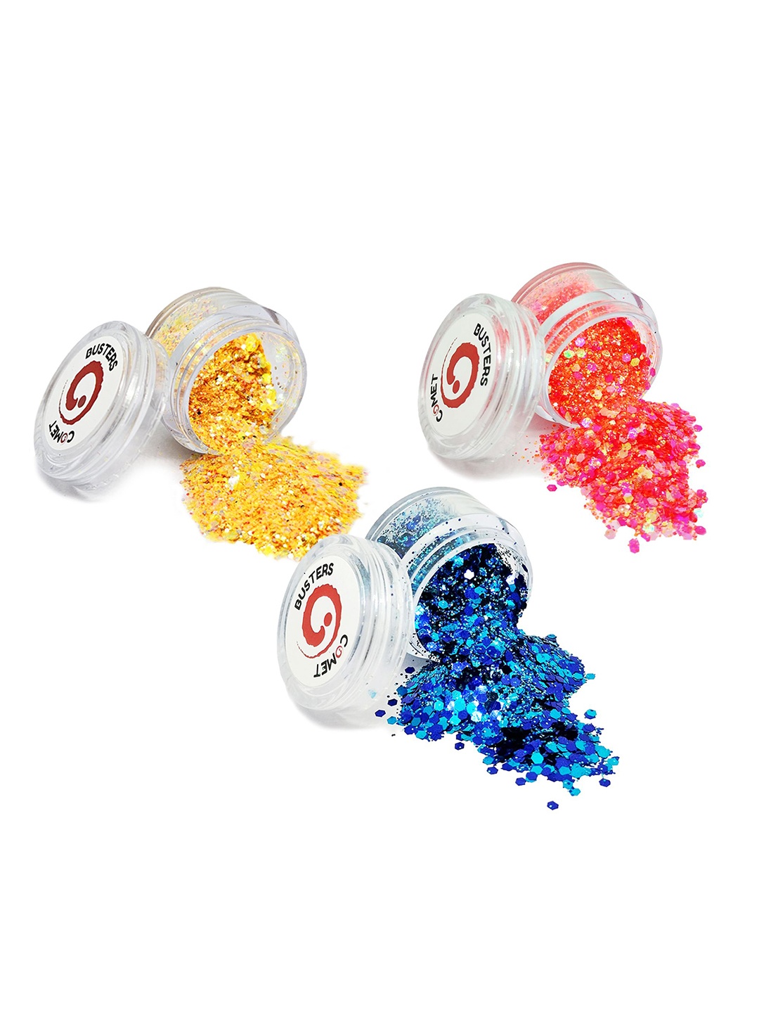 

Comet Busters Set Of 3 Face Chunky Glitter Body Shimmer Eye Makeup - 5 g Each - GLT042, Yellow