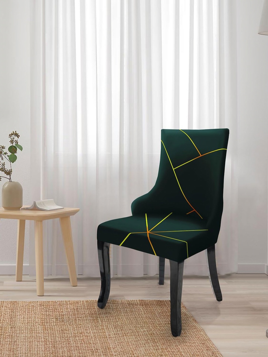 

HOUSE OF QUIRK Green Printed Wingback Side Chair Slipcover-Accent Chair Cover
