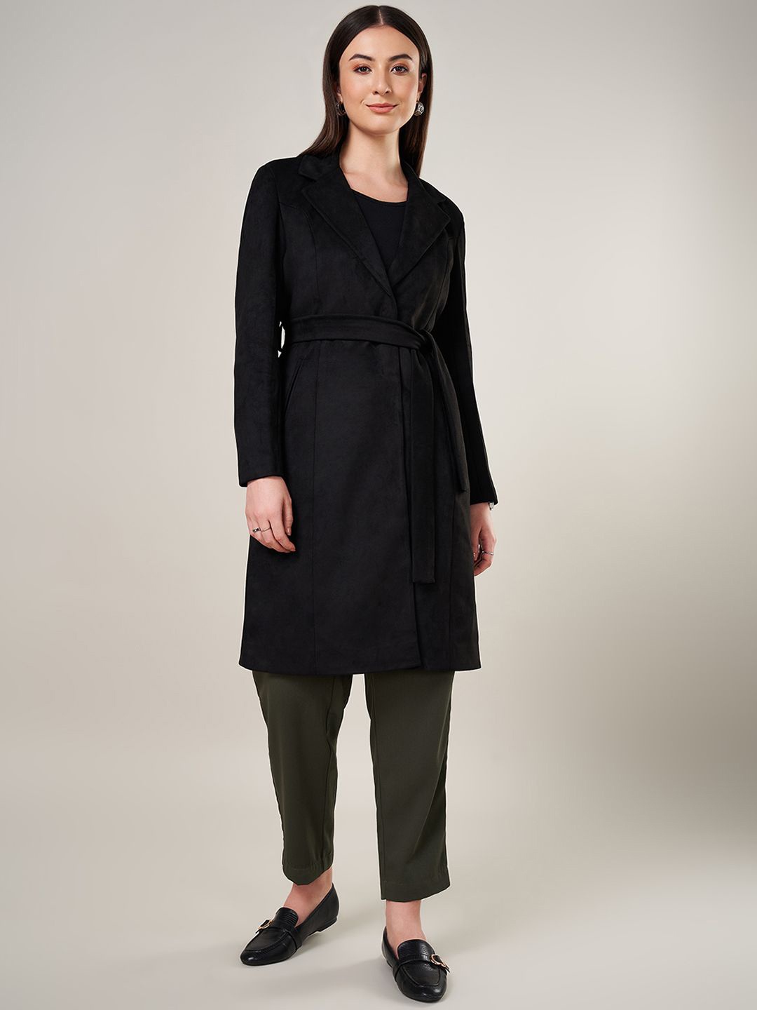 

Annabelle by Pantaloons Women Longline Knitted Jacket, Black