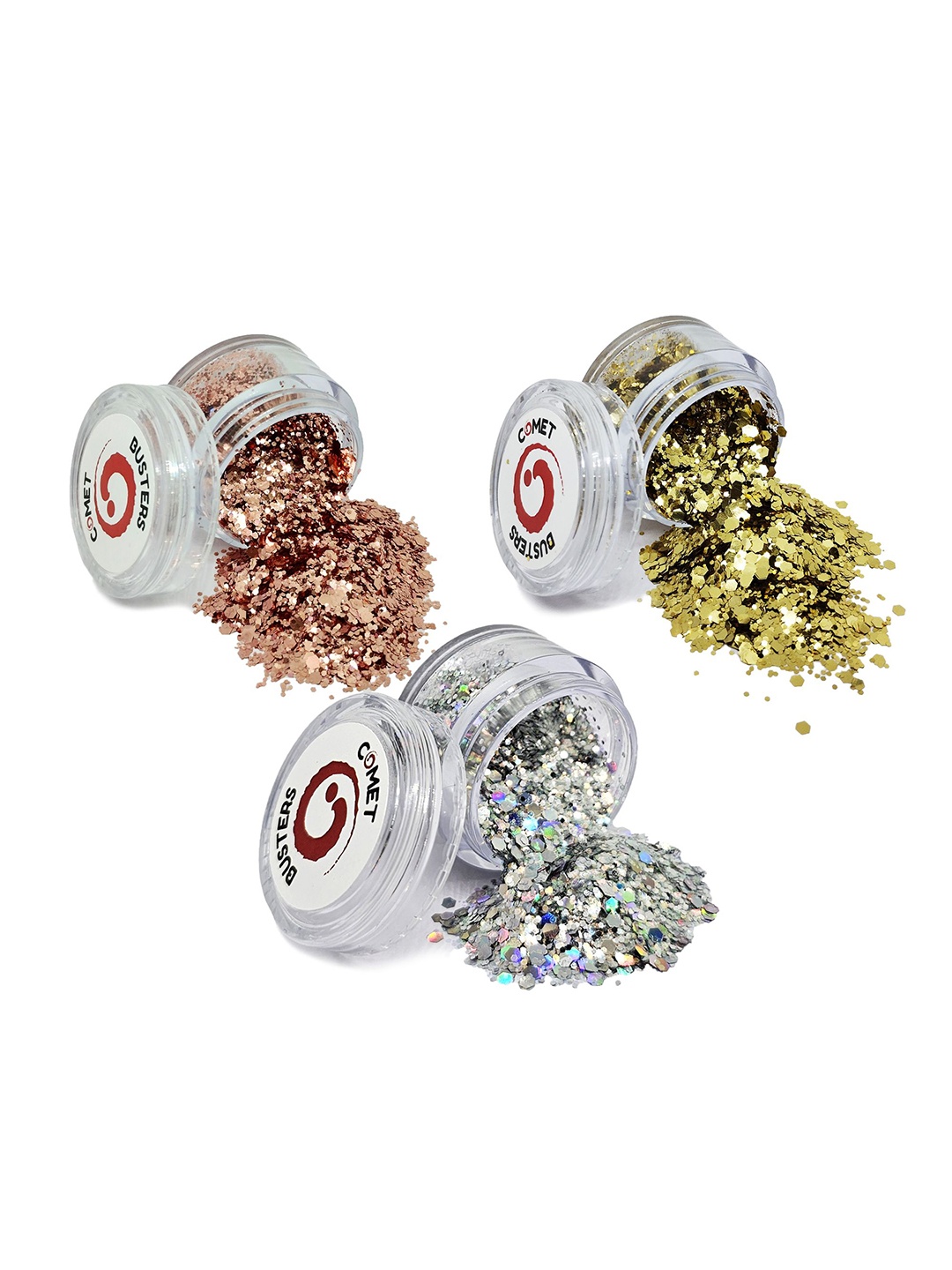 

Comet Busters Set Of 3 Face Chunky Glitter Body Shimmer Eye Makeup - 5 g Each, Gold