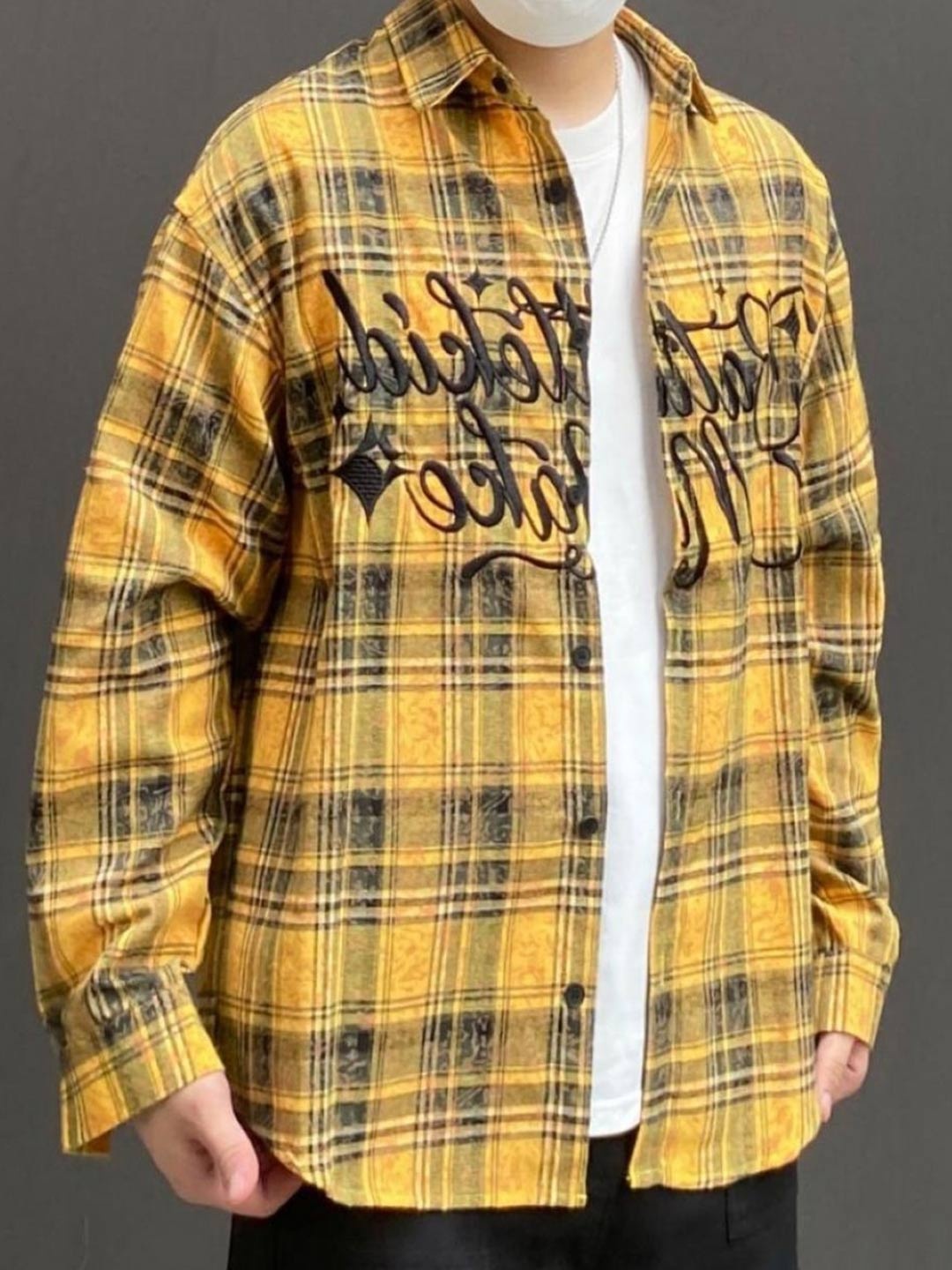 

KPOP Men Comfort Tartan Checks Opaque Checked Casual Shirt, Yellow