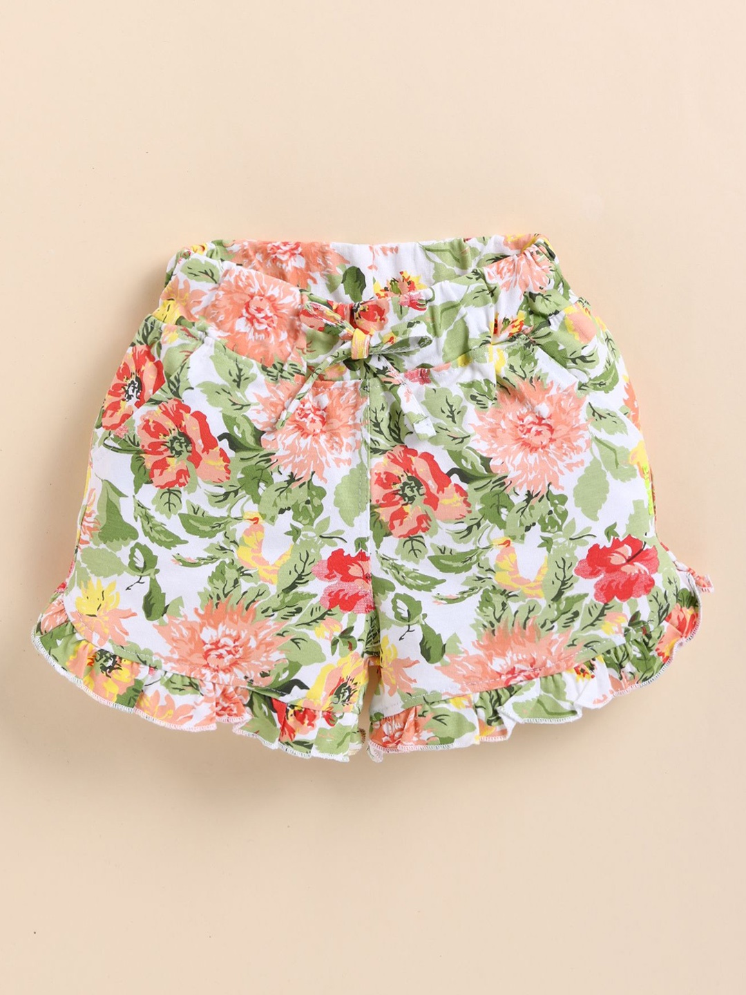 

Annie Girls Cotton Floral Printed Shorts, Green