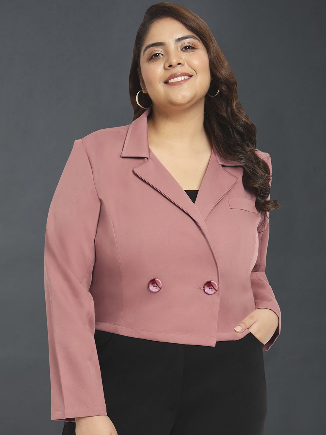

wild U Curve Plus Size Crop Blazer, Pink