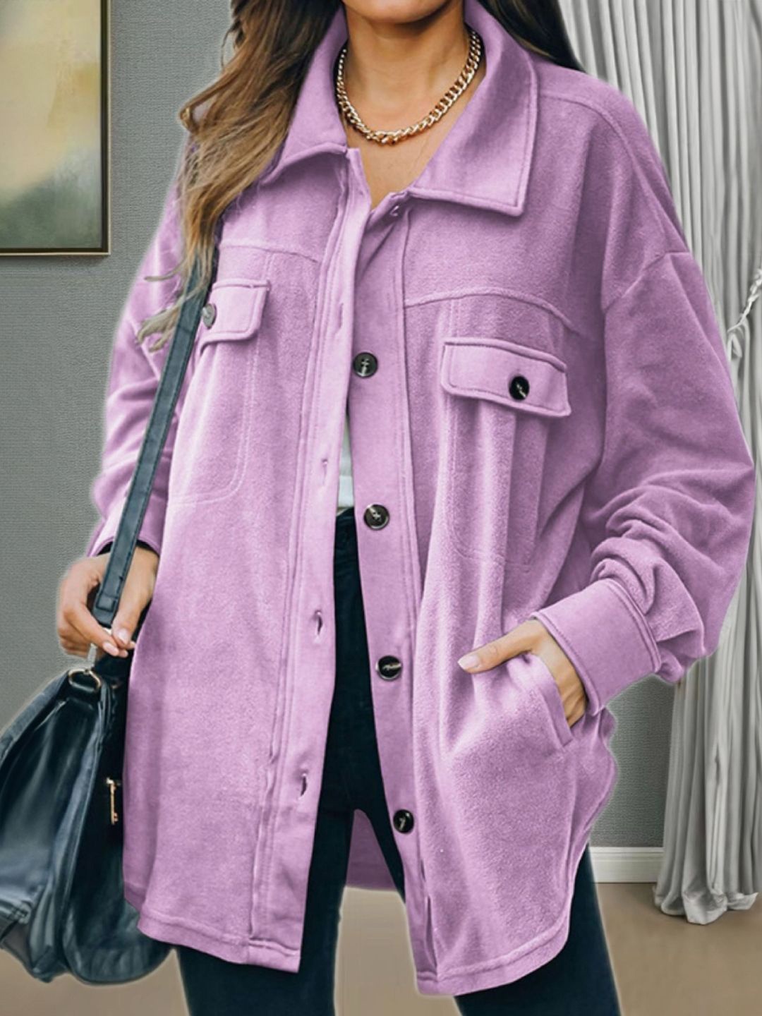

HERE&NOW Women Original Opaque Casual Shirt, Purple