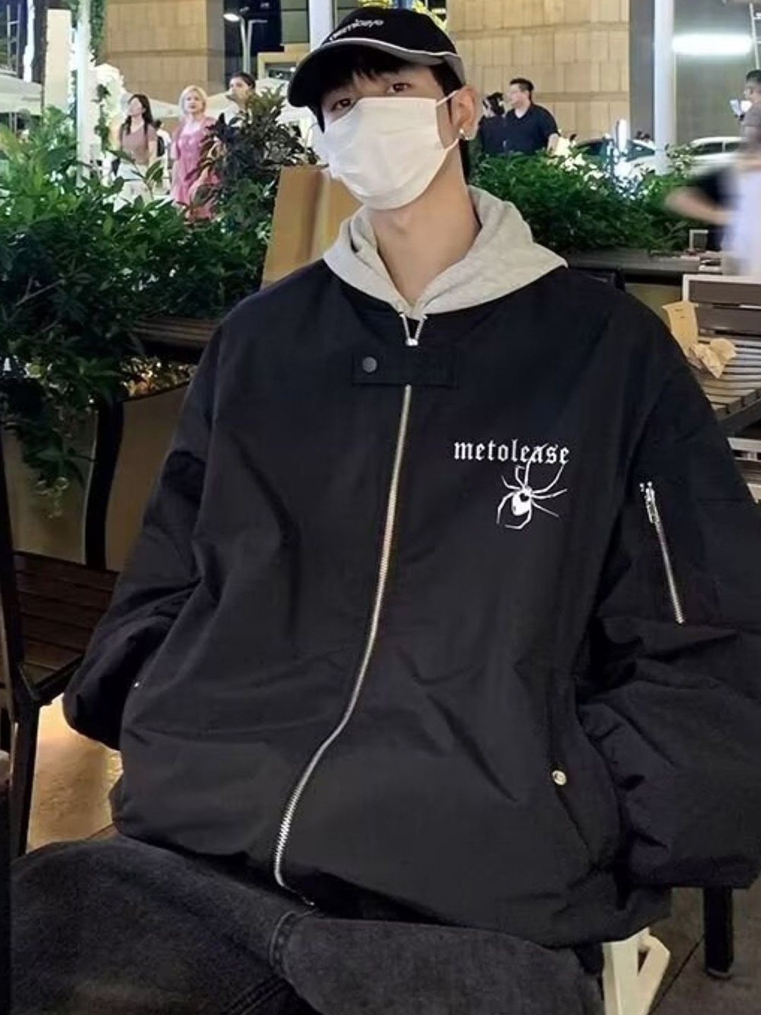 

KPOP Men Open Front Jacket, Black