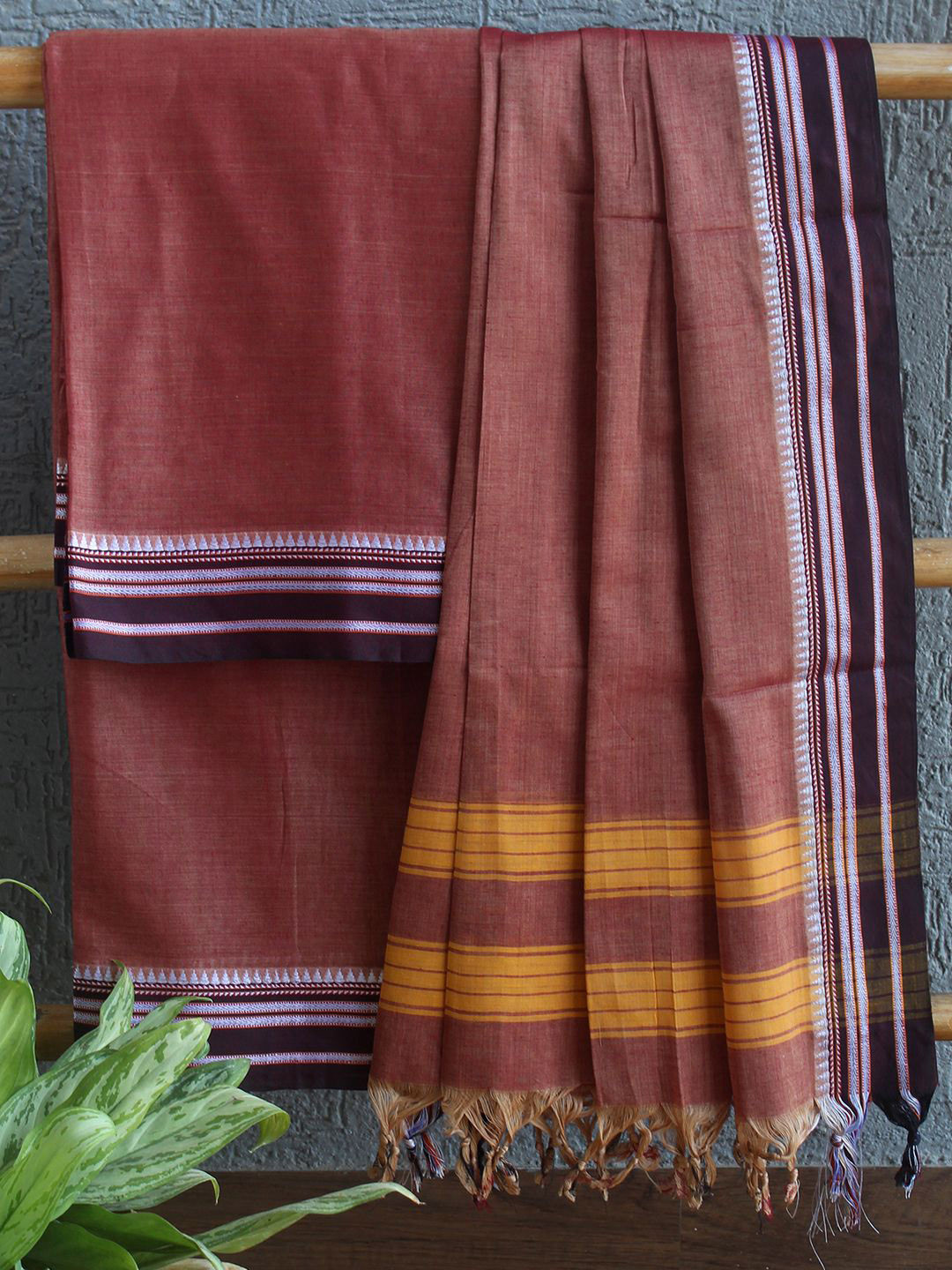 

Weaves of Tradition Pure Cotton Unstitched Dress Material, Brown