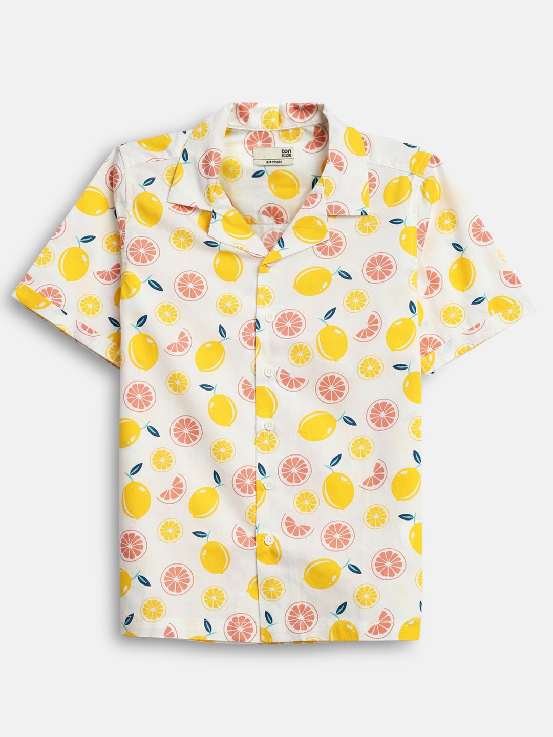 

BONKIDS Boys Opaque Printed Casual Shirt, White