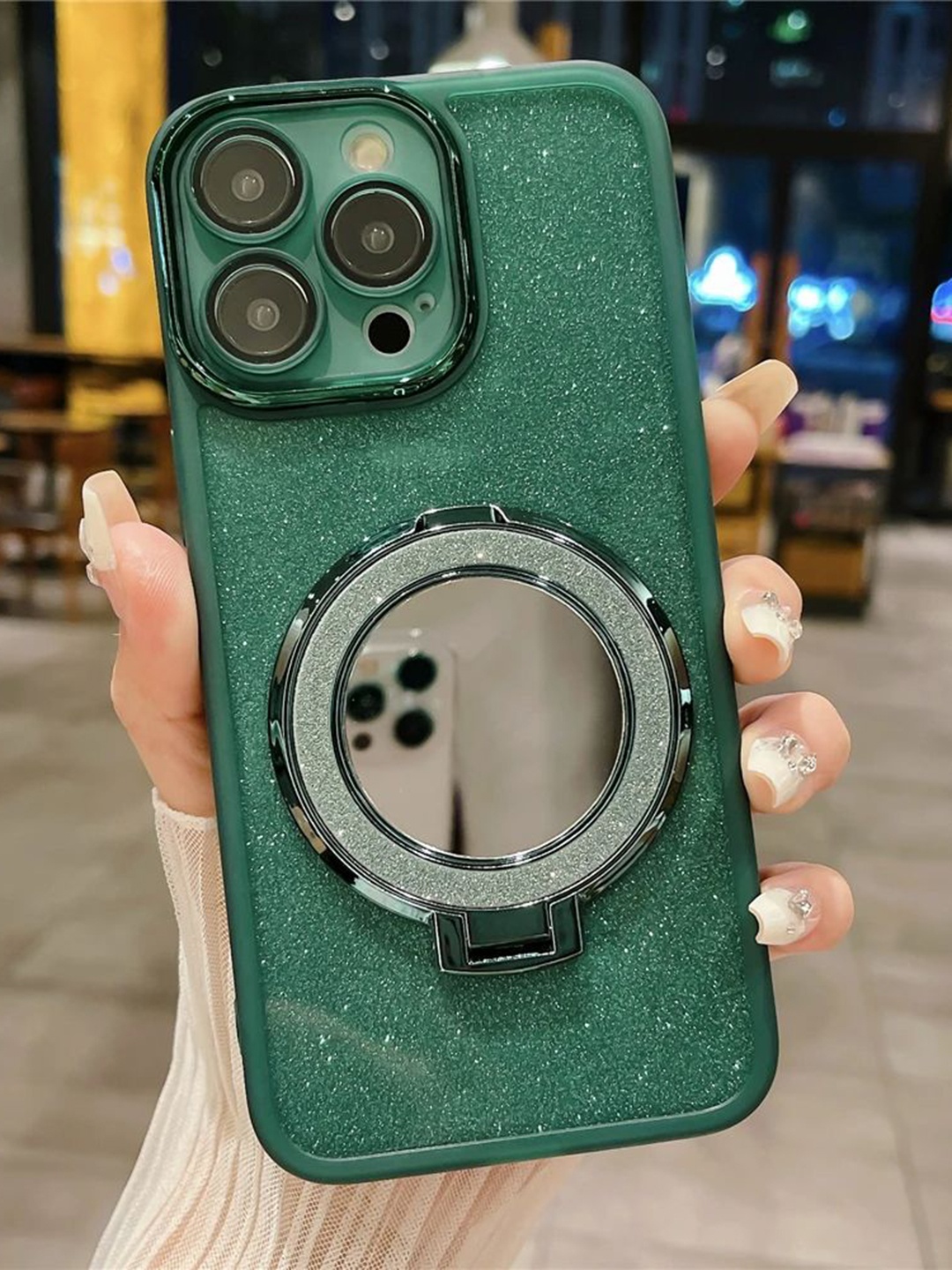 

Luxury Kase Solid Printed iPhone 15 Pro Max Back Case Mobile Accessories, Green