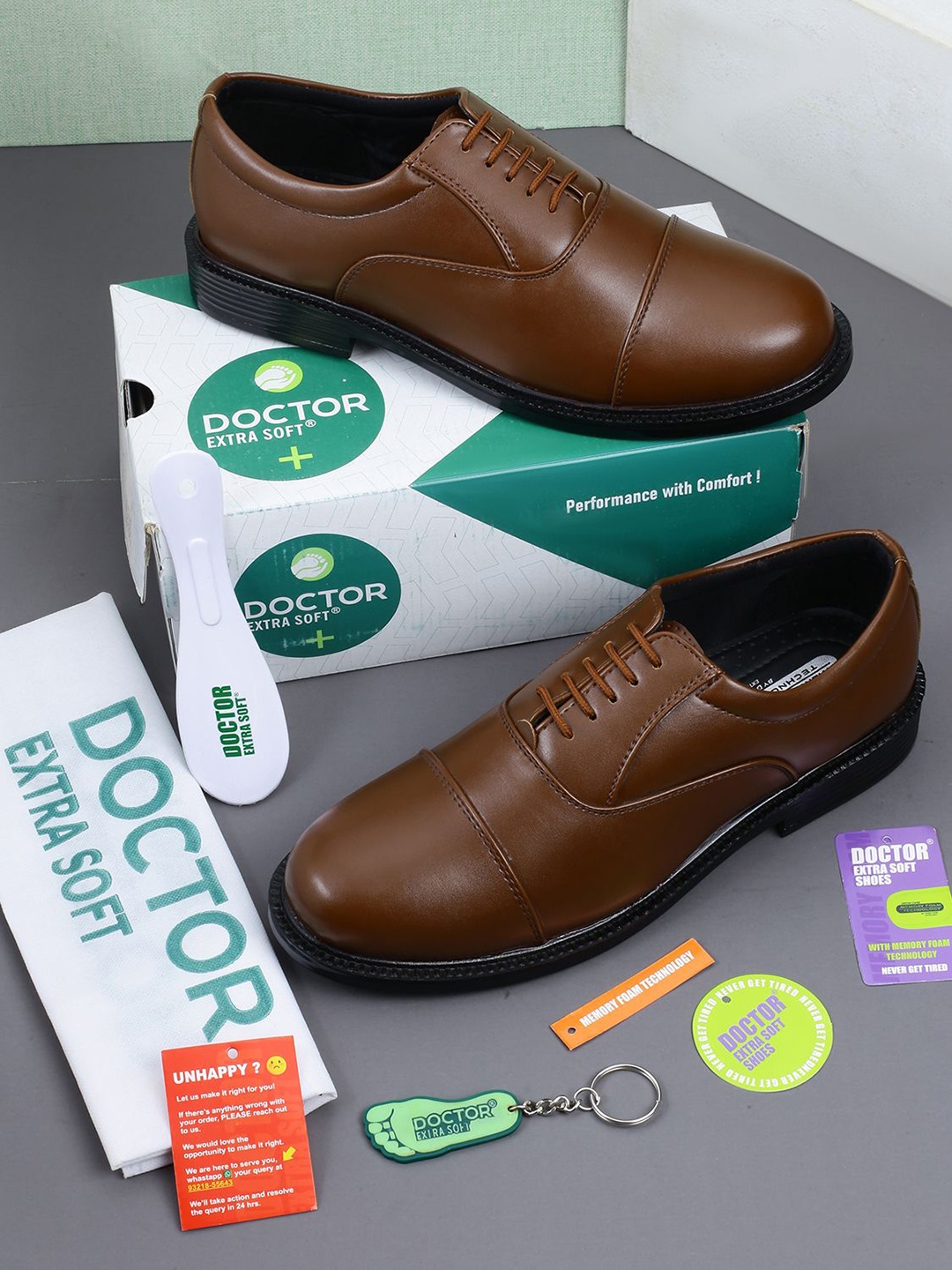 

DOCTOR EXTRA SOFT Men Lace-Ups Formal Oxfords Shoes, Tan