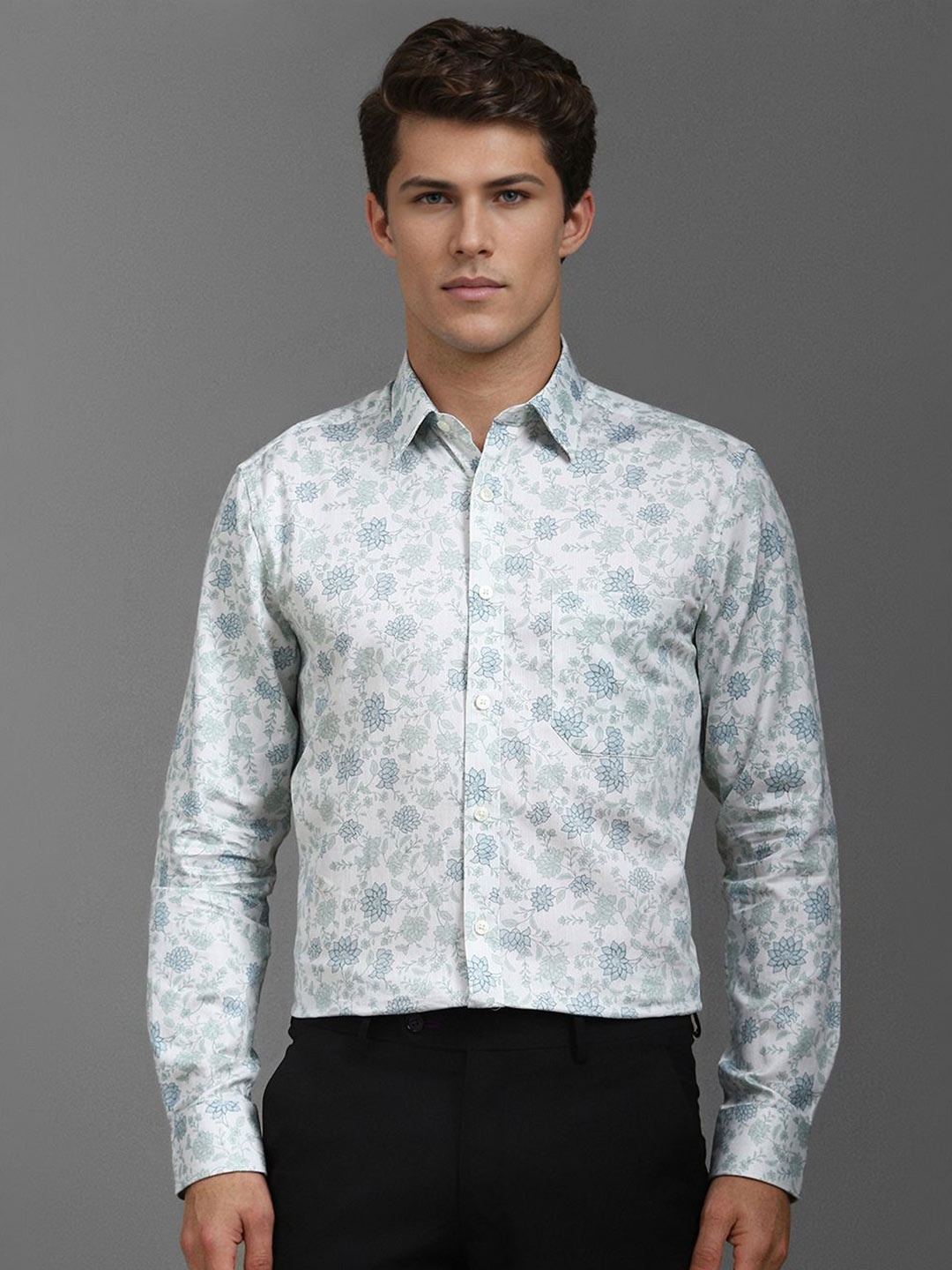 

Louis Philippe Men Classic Floral Opaque Printed Formal Shirt, White
