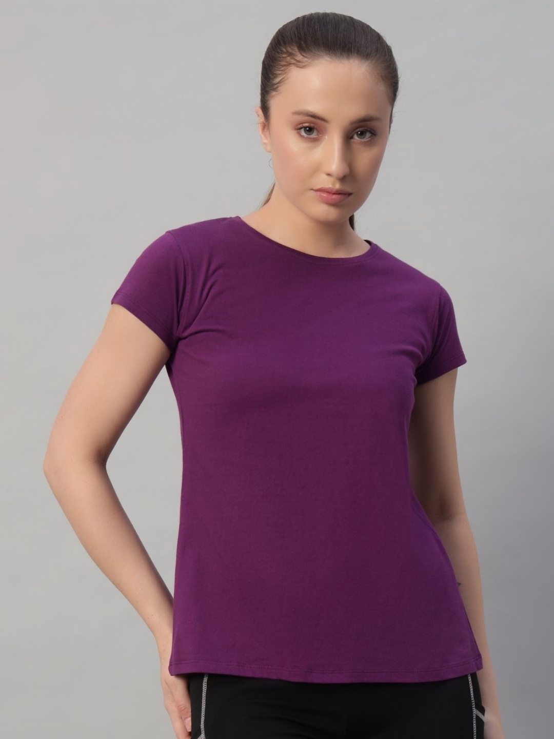 

Ap'pulse Women Back Open Sports Tshirt, Purple